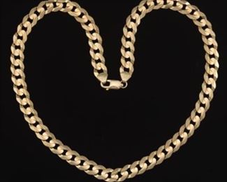 DG Italian 14k Gold Round Beveled Curb Link Necklace 