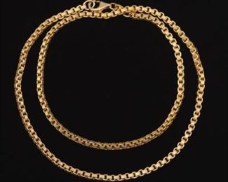 Fancy Italian Gold Textured Box Link Chain Necklace 