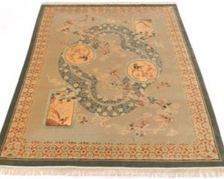 Fine Chinese Hand Knotted Mercerised Cotton Pictorial Carpet