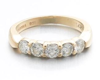 Five Year Diamond and Gold Anniversary Band 