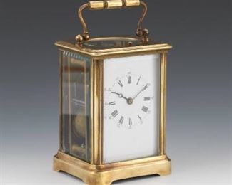 French Brass Repeater Carriage Clock by H. Acier, ca. late 19th Century 