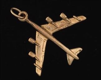 Gold B52 Aircraft Charm Pendant 