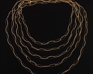 Gold on Sterling Silver Vermeil Extra Long Link Necklace 