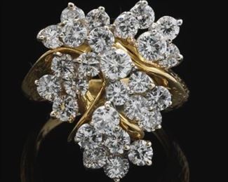 Hammerman Brothers 18k Gold and Diamond Cluster 