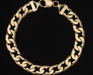 Heavy Gold Beveled Curb Link Bracelet 