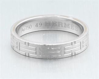 Hermes 18k White Gold Kilim Ring 