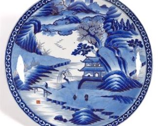 Japanese Large Porcelain Blue and White Imari Charger