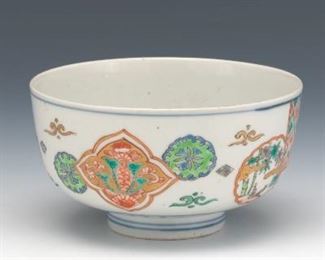 Japanese Porcelain Famille Verte Bowl 