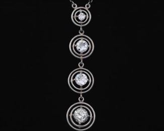 Ladies Art Deco Platinum and Diamond Necklace 