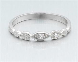 Ladies Art Deco Style Platinum and Diamond Band 