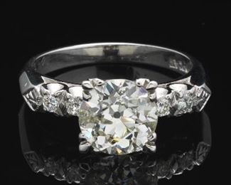 Ladies Art Deco Style Platinum, 2.25 Ct Diamond and Diamond Ring 
