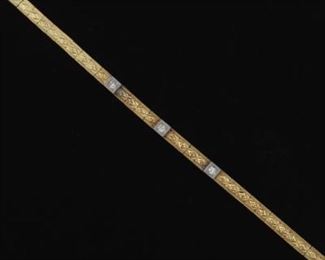 Ladies Art Deco TwoTone Gold and Diamond Bracelet 