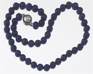 Ladies Carved Lapis and Gold Clasp Necklace 