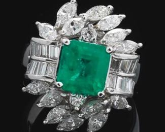 Ladies Colombian 2.72 Ct Emerald and Diamond Ring, GIA Report 