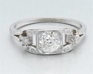 Ladies Edwardian Platinum and Diamond Ring 
