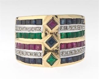 Ladies Gemstone and Diamond Ring