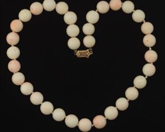 Ladies Gold and Angel Skin Coral Necklace 