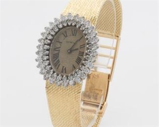 Ladies Gold and Diamond Dress Geneva Quartz Watch with Solid Gold Bracelet 