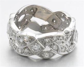 Ladies Gold and Diamond Openwork Band 