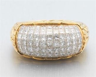 Ladies Gold and Diamond Parisian Wheat Saddle Ring 