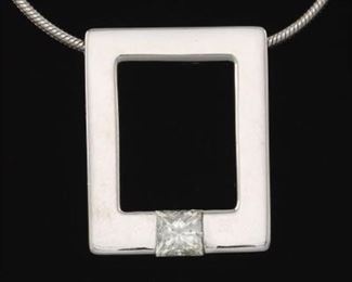 Ladies Gold and Diamond Slider on Chain 