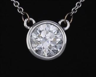 Ladies Gold and Solitaire Diamond Necklace 