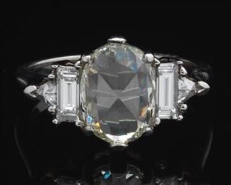 Ladies Gold, 1.97 Ct Rose Cut Diamond and Diamond Ring 