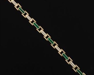Ladies Gold, Emerald and Diamond Bracelet 