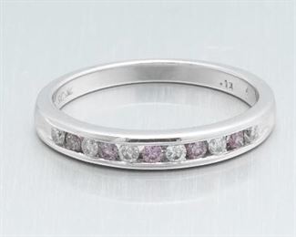 Ladies Gold, Pink and White Diamond Band 