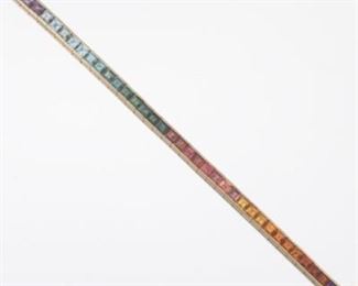 Ladies Gold, Rainbow Tourmaline and Amethyst Bracelet 