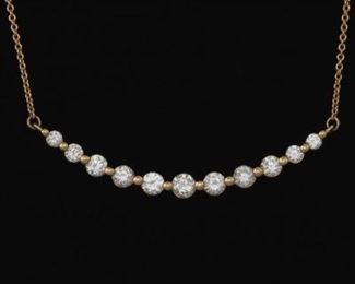 Ladies Italian Gold and Diamond Necklace 