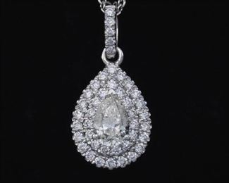 Ladies Italian Gold and Diamond Pendant on Chain 