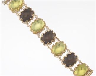 Ladies Italian Gold and Gemstone Fancy Bracelet 
