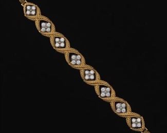 Ladies Jabel Braided Links TwoTone Gold and Diamond Bracelet with Extensions