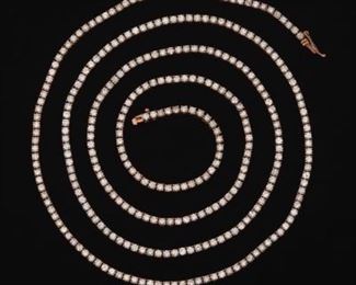 Ladies Long Diamond Tennis Necklace 