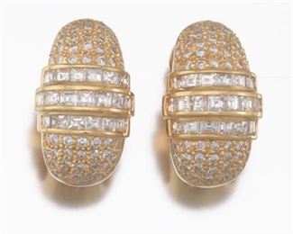 Ladies Pair of Gold and Diamond Ear Clips 