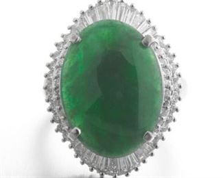 Ladies Platinum, Diamond and Jade Ring, GIA Report 