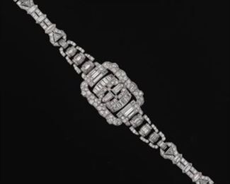 Ladies Retro Platinum and 15.20 Ct Diamond Bracelet 