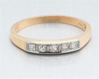 Ladies TwoTone Gold and Diamond Band 
