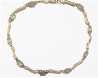 Ladies TwoTone Gold and Peridot Bracelet 