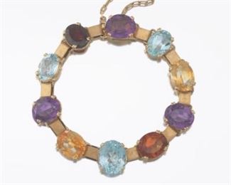Ladies Vintage Gold and Gemstone Bracelet 