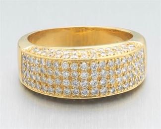 Ladies Vintage Italian Gold and Diamond Arch Ring 