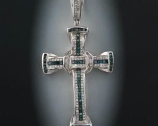 Large Gold, Blue and White Diamond Cross 