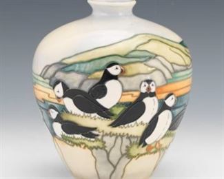 Moorcroft Puffins Vase