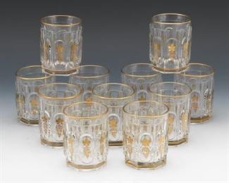 Moser Style Old Fashioned Whisky Glasses with Gilt Design, Set of Eleven 