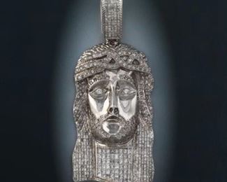 Oversized Gold and Diamond Pendant of the Divine Image of Our Lord Jesus Christ 