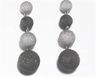 Pair of Black and White Diamond Earrings 