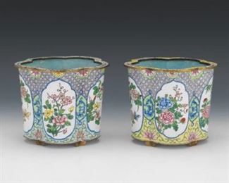Pair of Peking Enameled Planters