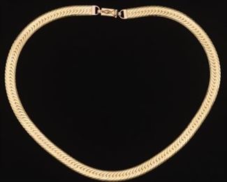 Regal Ladies Italian Gold Mirror Polished HBone Necklace 