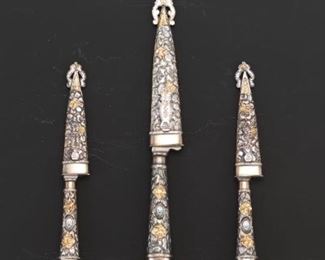Set of Three Industria Argentina 800 Silver Knives